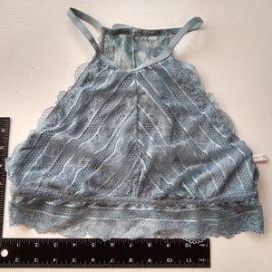Aerie Lace Hi-Neck Bralette, Jeweled Blue